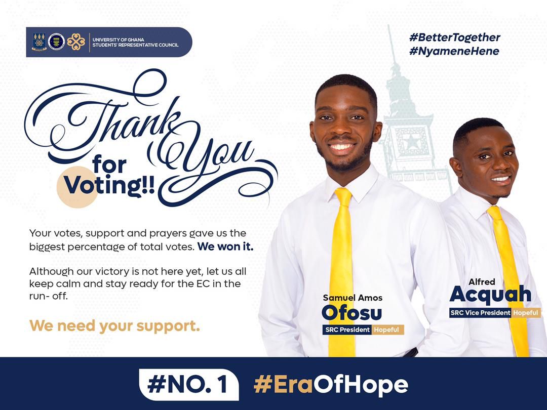 NanaB_4UGSRC's tweet photo. Thank you for the massive support! We won this round. On to a run off. We will do this together!

#EraOfHope
#NyameNsaWom

@aba_amfo @AdomOtchere https://t.co/fuyaxPkat6