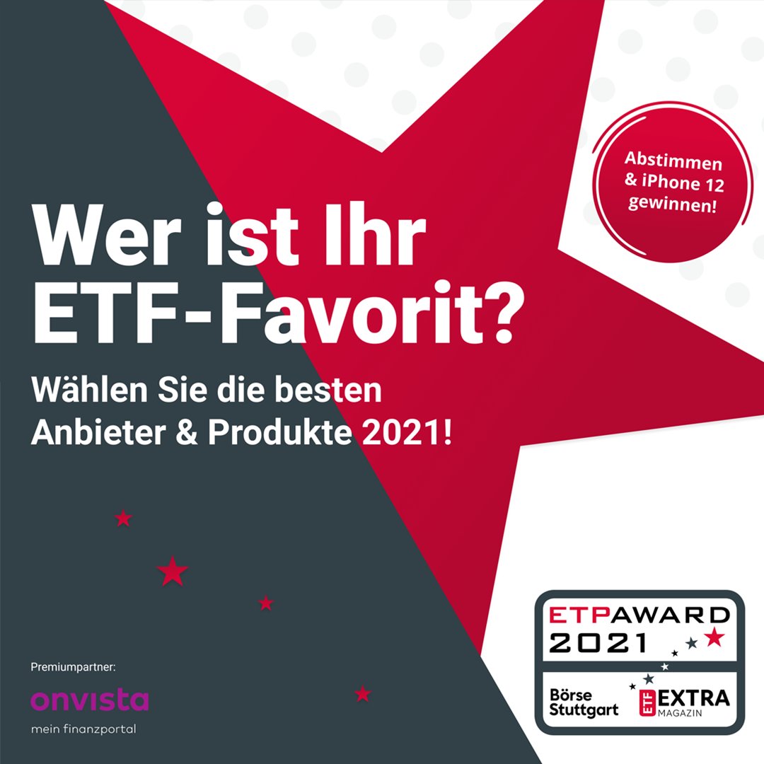 DeJusttrade's tweet image. Am 12. November 2021 ist es soweit, denn dann werden zum dreizehnten Mal die ETP-Awards vergeben und die Leistung der ETP-Branche gewürdigt. 

Einfach folgenden Link folgen und abstimmen!
extraetf.typeform.com/to/POeXqI79

#justTRADE