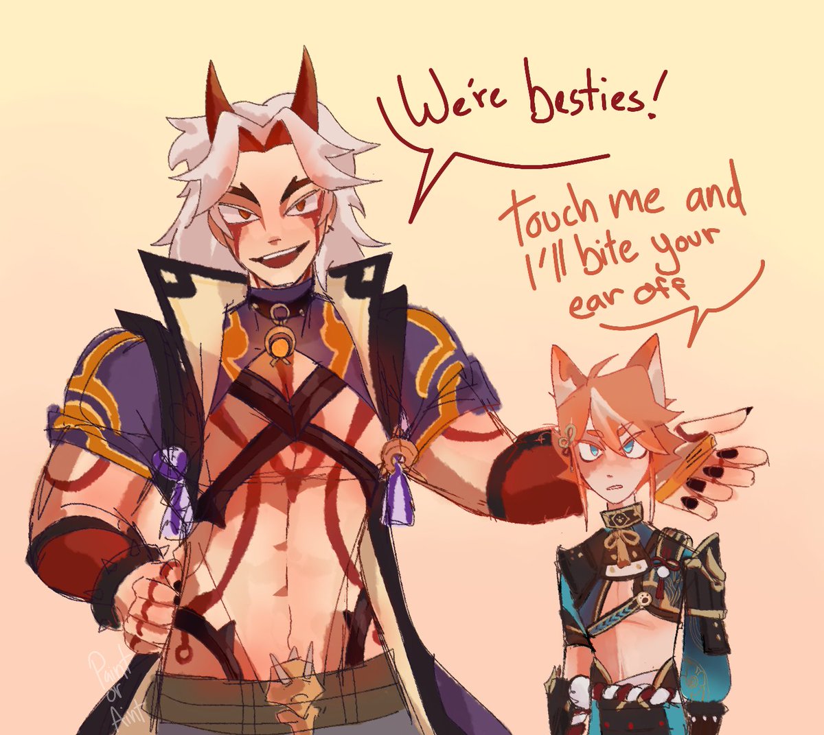 Aintnotaint's tweet photo. Help how are they so hard to draw they have like a shit ton of accessories wtf 😭😭😭
#GenshinImapct #Genshinfanart #aratakiitto #goroufanart #gorou #aratakiittofanart https://t.co/0O0G3kSnoF