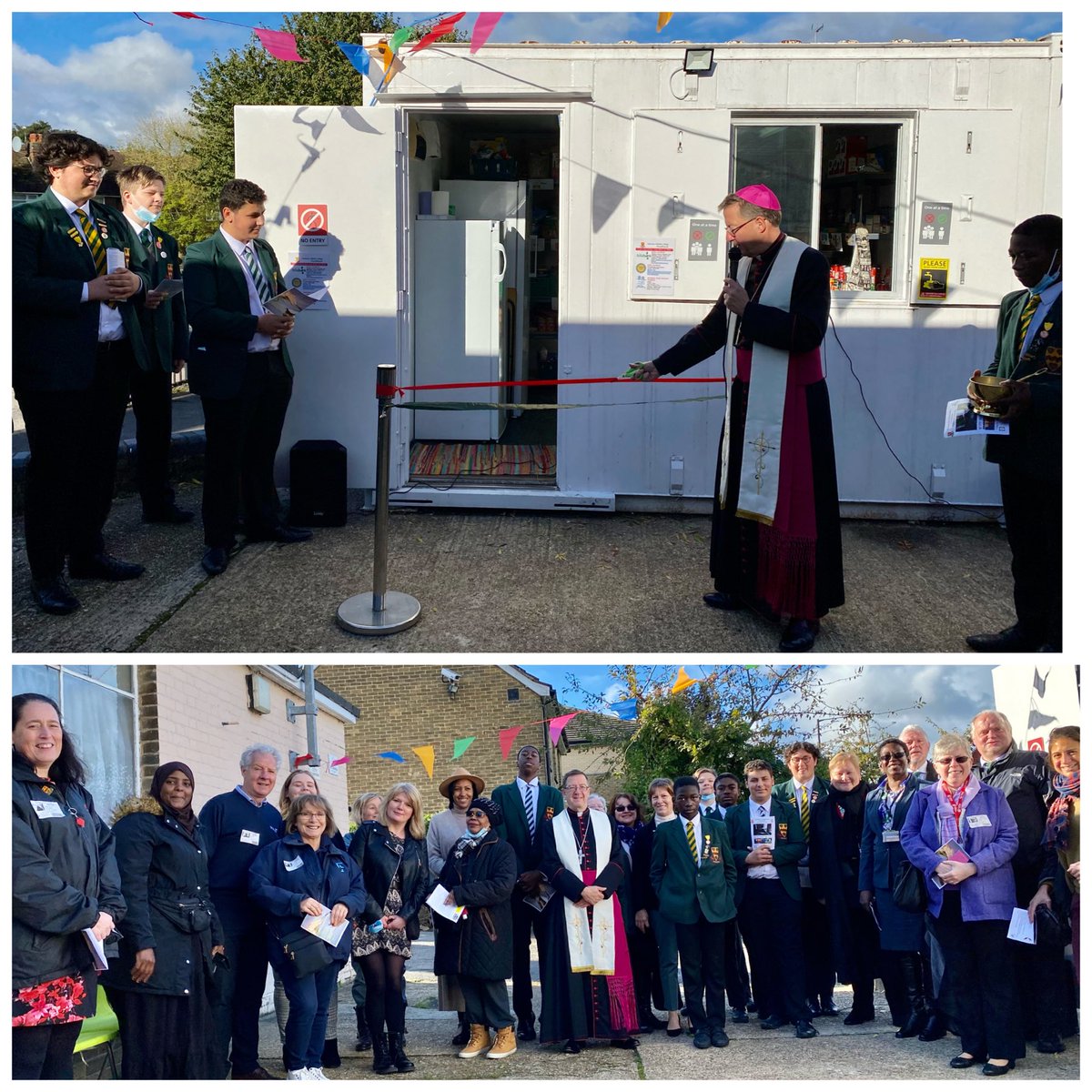 NCCBrent's tweet photo. Today @johnhilta Bishop Sherrington officially blessed our #foodbank It was wonderful to be joined by so many who have supported us on our journey! @danny_ncc @Caritas_love @WatesGroup #knowleshouse @DeniseSouthard5 @thelondonnac @harlesdengarden @KGMutualAid @ncc_chaplain https://t.co/4s8iWzRGct