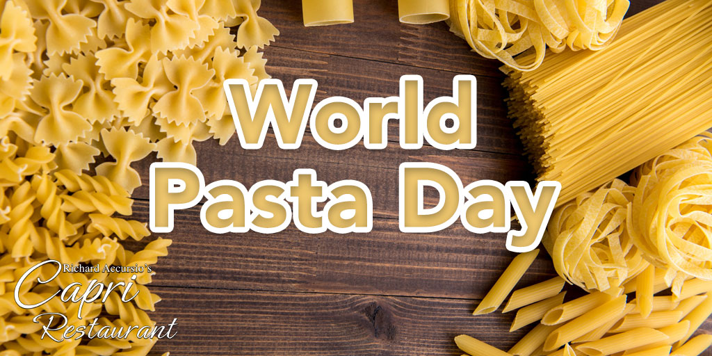 RestaurantCapri's tweet photo. Carb lovers of the world, rejoice: October 25 is World Pasta Day! 🍝 People have been enjoying this Italian cuisine staple since at least 5,000 B.C. What's your favorite type of pasta? 🤔 #Pasta #delicious #italianfood #capri https://t.co/Rg5ckek9VC