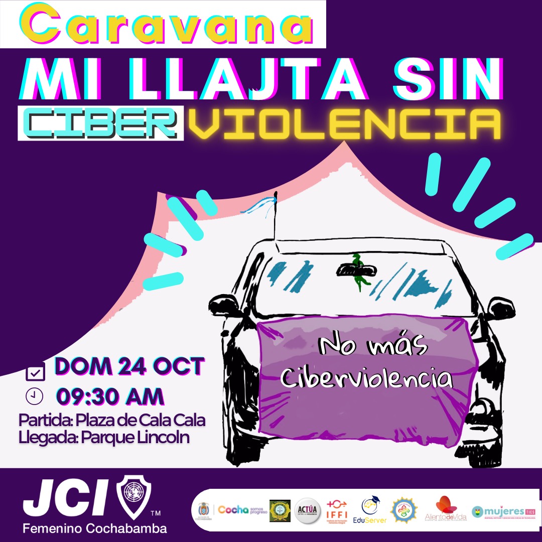 JCIBolivia2021's tweet photo. Los invitamos a que nos puedan acompañar el día domingo 24 de octubre a 🕤Hrs. 09:30 am a la gran "Caravana de Mi Llajta Sin Ciberviolencia"

#MiLlajtaSinCiberviolencia
#JCIFemeninoCochabamba
#MujeresQueInspiran https://t.co/siIIZPigeQ