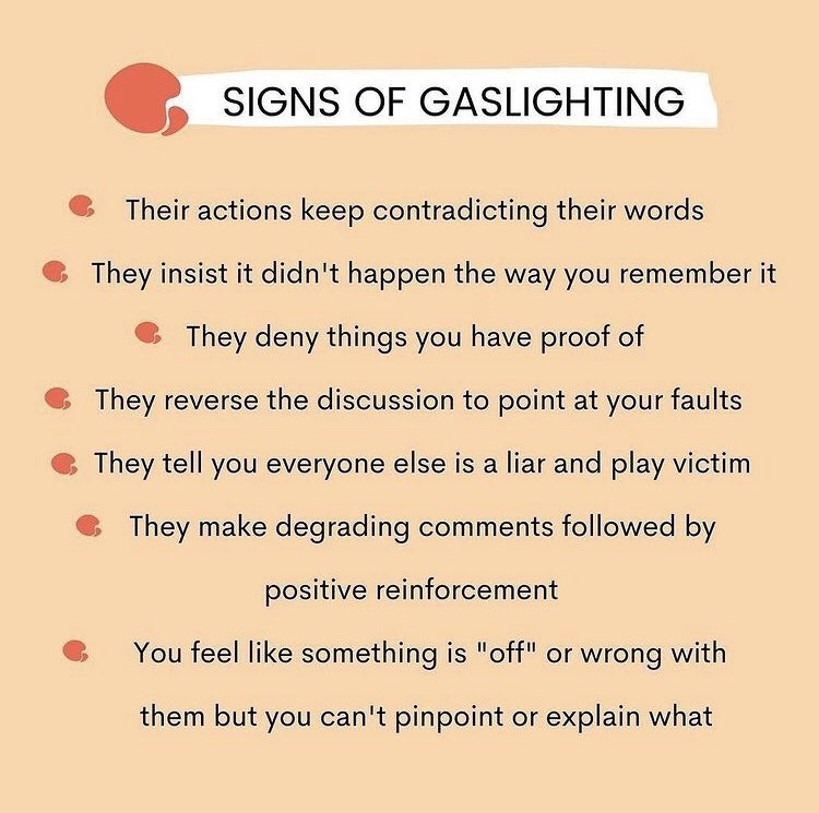 AndreaMicieli's tweet photo. Tonight’s lesson in gaslighting courtesy of https://t.co/5EoFQMLx2V (a great resource for anyone surviving trauma of all sorts)
All of this may also apply to a person’s relationship with the government 🙃
#therapyhomework #unlearning #cleanse https://t.co/RrNgkUMzRL