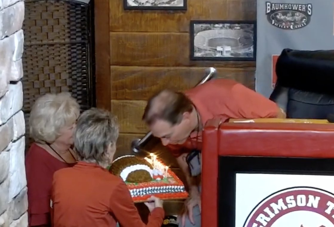 Michael Casagrande on Twitter "Nick Saban blows out the candles on his