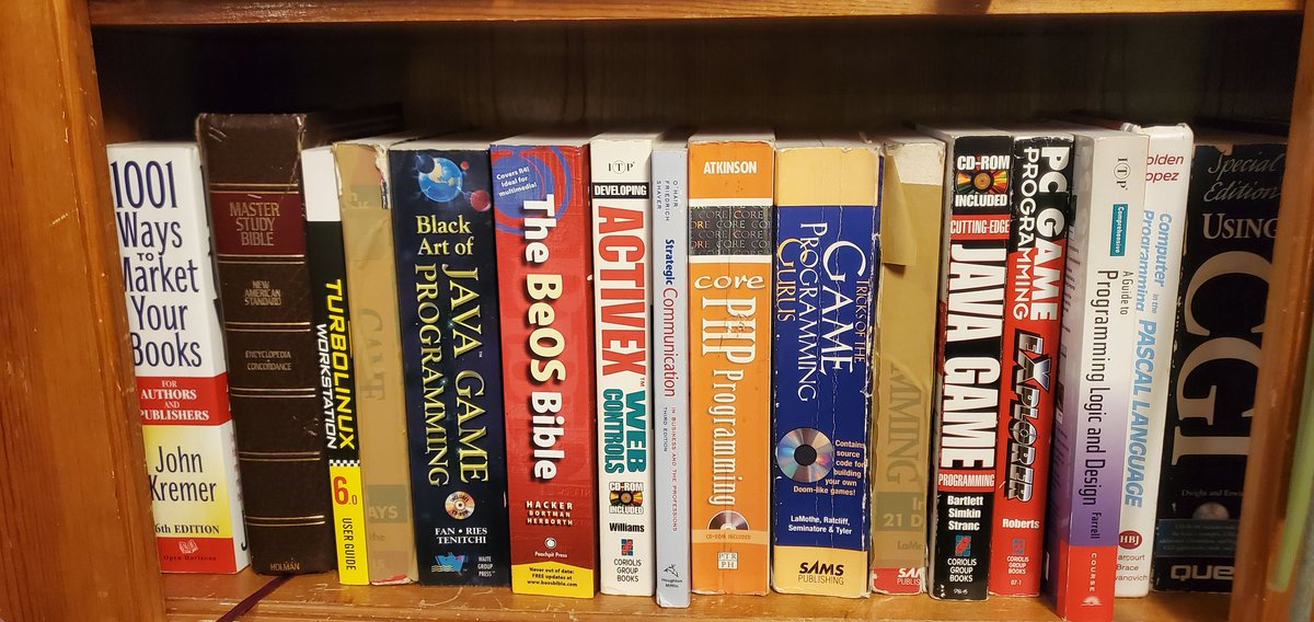 Questmoffat's tweet image. This is how it all started. These are some of my old coding books that my brother made me read. #Software_Developer journey
I literally learned to code from books and trial an error in notepad
Learned @Linux by reading