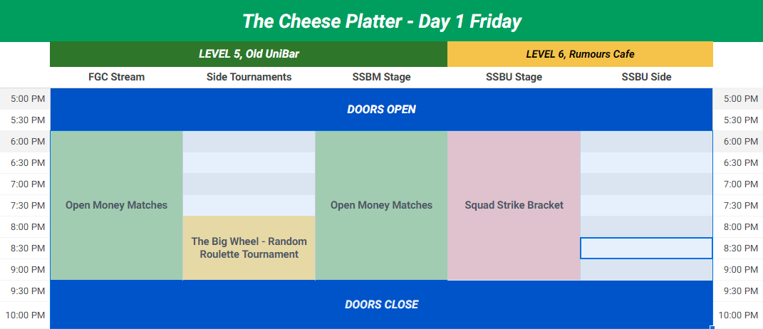 bigcheese_gg's tweet photo. The Cheese Platter Schedule of events for the weekend: https://t.co/IWGXBRo64T