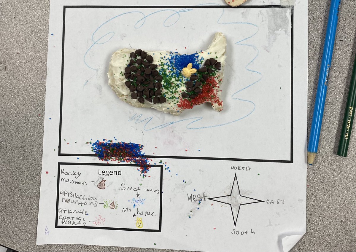 We created cookie maps to represent United States landforms and bodies of water today! #LearningIsFun #FifthGrade @TippsElementary @CyFairISD @FeliciaWT @DenThompson06