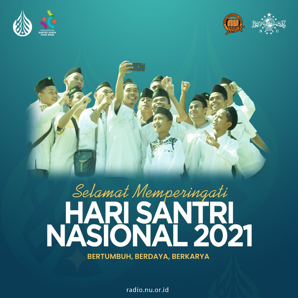 Selamat Hari Santri 22 Oktober 2021!
Santri Siaga Jiwa Raga
Bertumbuh, Berdaya, Berkarya
Follow :
IG : radionu.id
Youtube : Radio NU
Twitter : <a href="/radio_nu/">radio.nu.or.id</a>
Facebook : radionuonline
#radionu #harisantrinasional 
#harisantri #harisantri2021