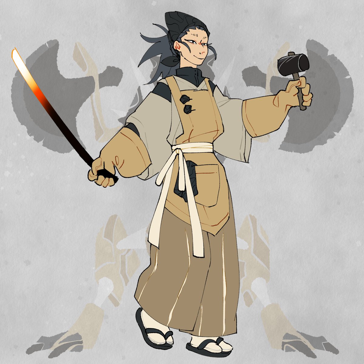 Pokemon Legends -gijinka ver- Kleavor: It is said that the people of Hisui once used pieces of stone that had fallen from Kleavor to craft tools.