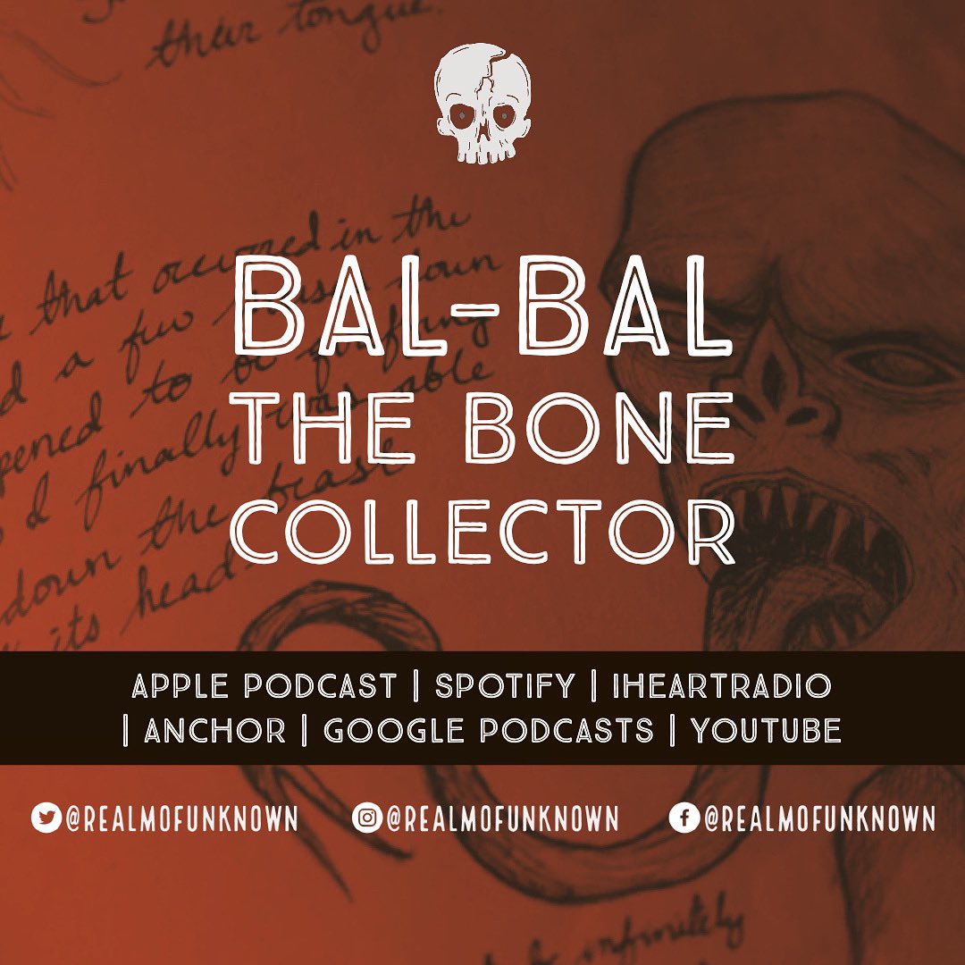 The #BalBal of #Philippine #mythology, is the new topic for this week’s episode! Listen in as we discuss the #BoneCollector 👻 

podcasts.apple.com/us/podcast/the…

#monster #folklore #halloween #creepy #spooky #scary #demons #ghosts #paranormal #paranormalpodcast #aswang #philippines