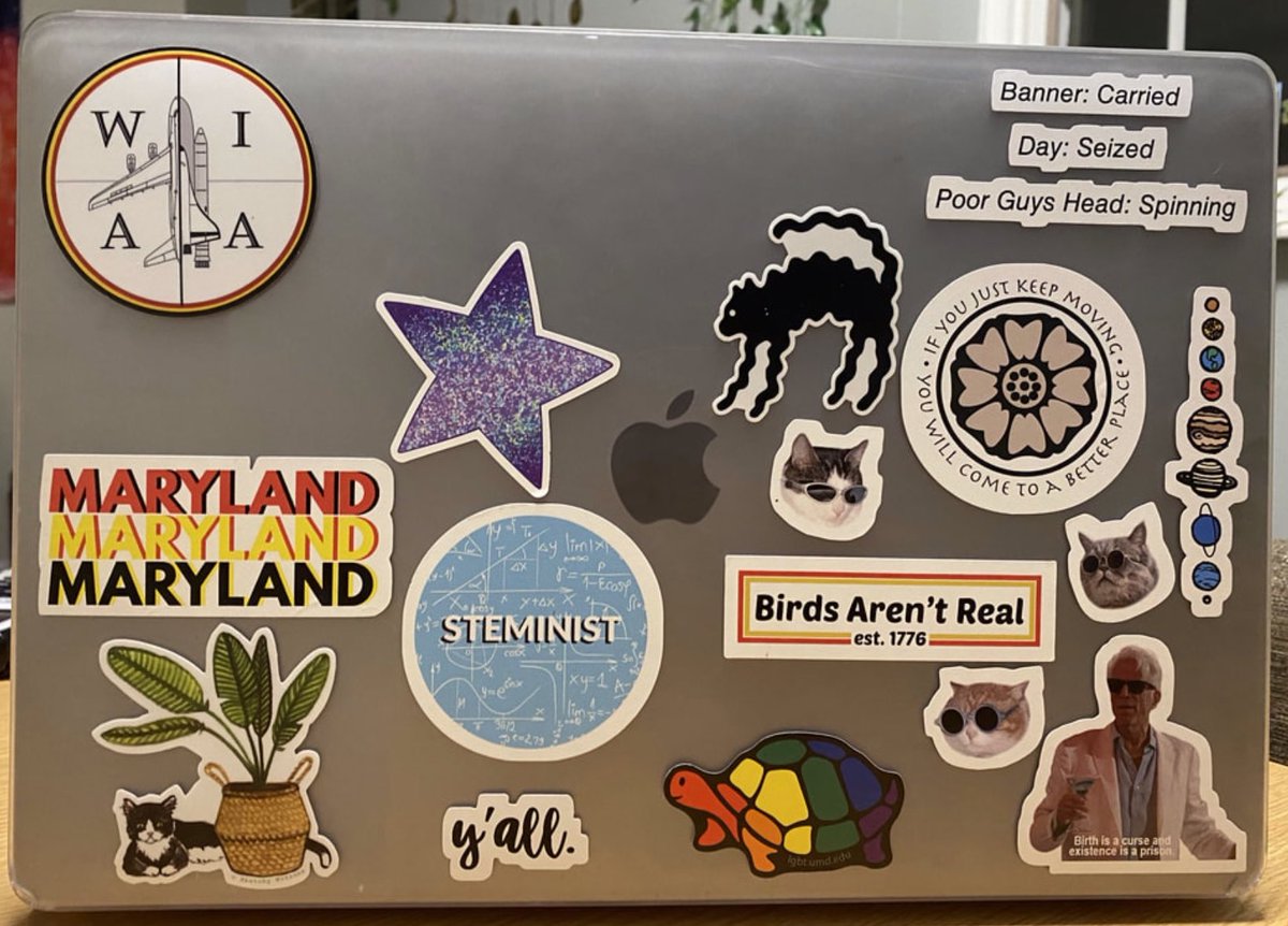 CampusTrainer's tweet photo. When it comes to laptop stickers, the more the merrier! 🤩 But, “what do they mean?” asked @lydiahurleyumd in her article below 👇 

https://t.co/5YYWLiQVwY

photos via @lydiahurleyumd https://t.co/IXSft8i7Nr