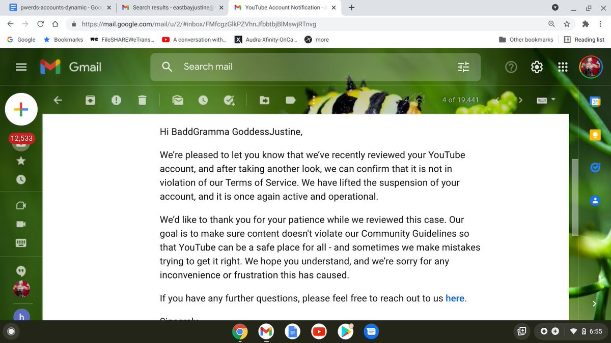 justinetz's tweet photo. @twitter does this too. Terrorizes you. Will my channel survive?! Will I be terminated or removed from the face of the internet?! All are scary @google @youtube @youtubecreators @facebook #instagram Do you care about me at all? https://t.co/qNU1RYtPj9
