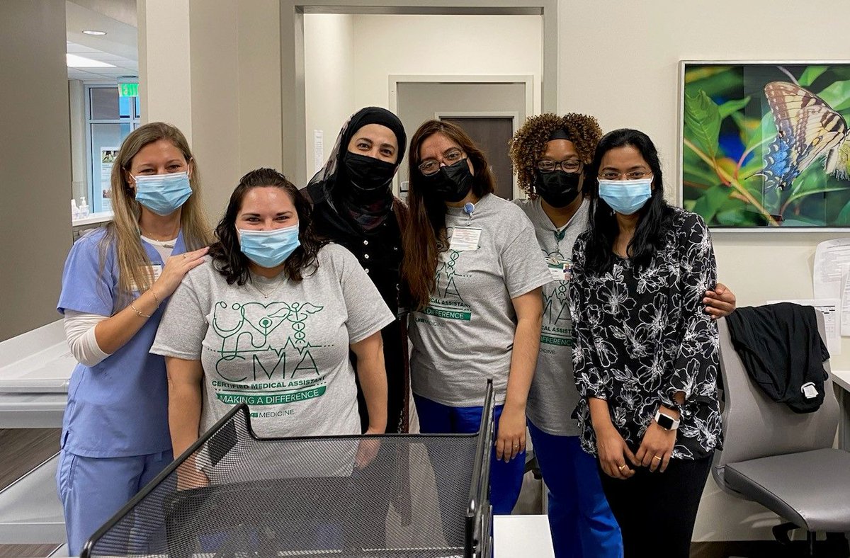 uabfcm's tweet image. We are celebrating all of the important contributions - and fun - that our CMAs bring to our clinics! Happy #MedicalAssistantRecognitionWeek!

📸 : Sameera Davuluri, M.D., Lovie Robinson, CMA, Jacki Rodriguez, CMA, Sumayah Abed, M.D., Clara Layow, CMA, and Angela Rotter, FNP, MPH
