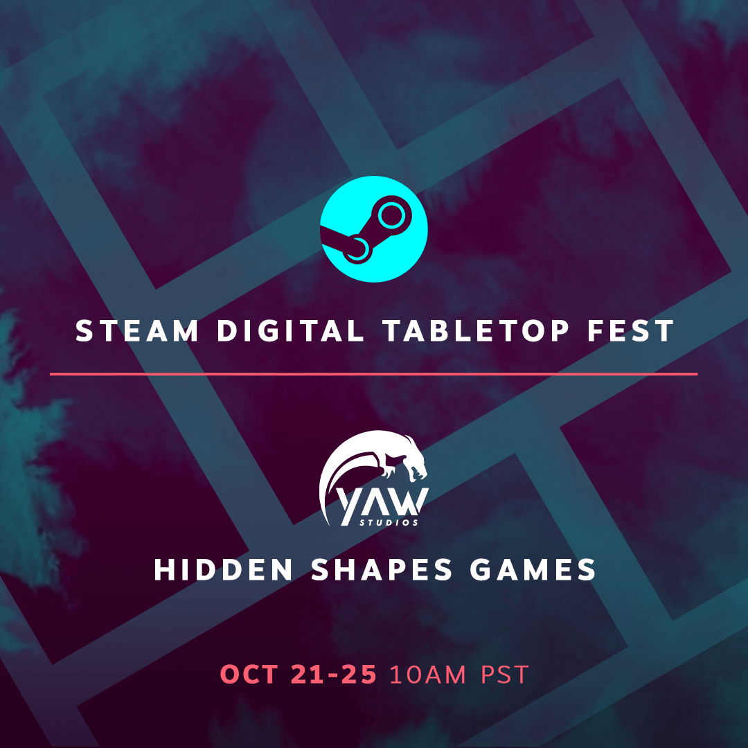 YawStudios's tweet photo. Steam Digital Tabletop Fest is ON!!! 👾👾

See our participating games!

Oct 21 - 25 
.
.
.
#steam #tabletop #tabletopfest #yaw #yawgames #indie #indiegame https://t.co/tH1OztEWxQ