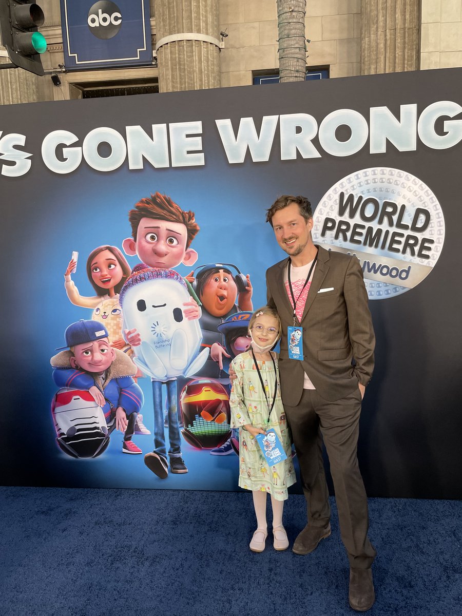 TillNowak's tweet photo. Took out Nelli to the premiere of #RonsGoneWrong in Hollywood - and realized the best part of filmmaking is listening to your 8 year old daughter laughing through the whole movie (that I worked on while she grew up) - that's when you know why you really do this. Go meet Ron! https://t.co/GKhGUKempT