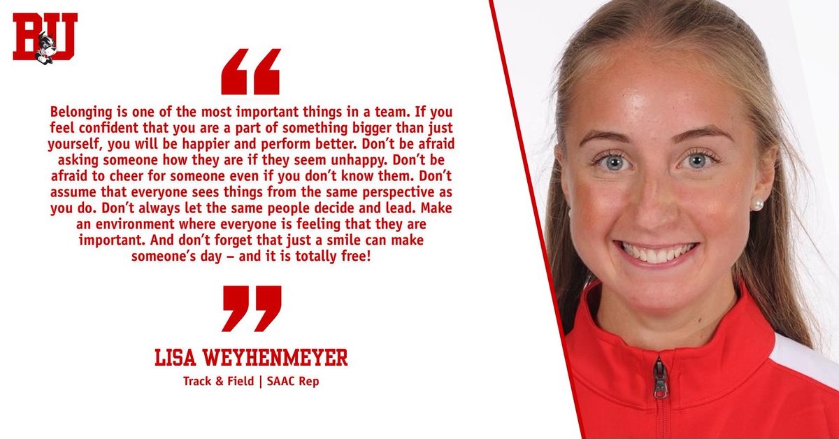 SAACBU's tweet photo. BU Athletics is proud to participate in the annual #NCAAInclusion Social Media Campaign! On day three, we consider what belonging feels like and how we make others feel like they belong in our community. #GoBU https://t.co/w69misupWx