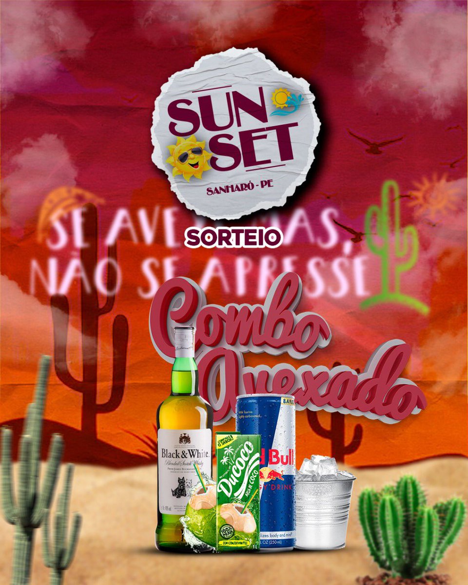 SeAvexee's tweet photo. Combo avexado! 🤪

❗️Apenas para os 50 primeiros ingressos. 

Na COMPRA do Ingresso onde terá uma numeração, você já estará concorrendo ao COMBO. Que no intervalo do evento ocorrerá o Sorteio.
 #seavexe #sunset https://t.co/APat8ZFlZX
