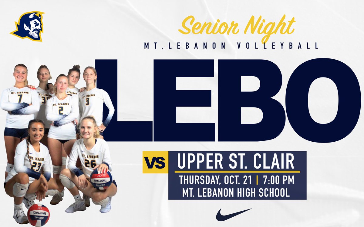 MtLebanonVB's tweet photo. SENIOR NIGHT‼️ 
🆚 USC 
⏰ 7 PM
📍 Home 

#MTLVB #WhyNotUs https://t.co/sY5r5fiLQe