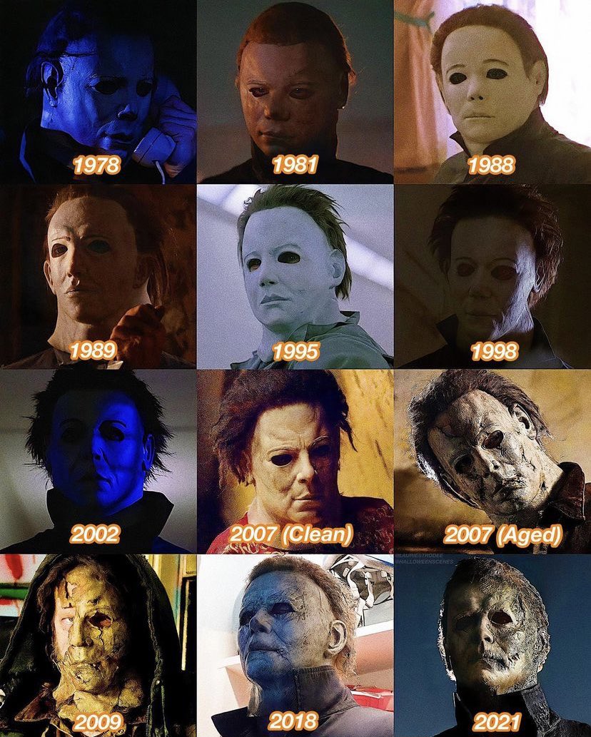 The Horror Lover on X: Evolución de la máscara de MICHAEL MYERS a lo largo  de toda la saga de HALLOWEEN, desde La noche de Halloween (1978) hasta  #HalloweenKills ¿Cuál es tu