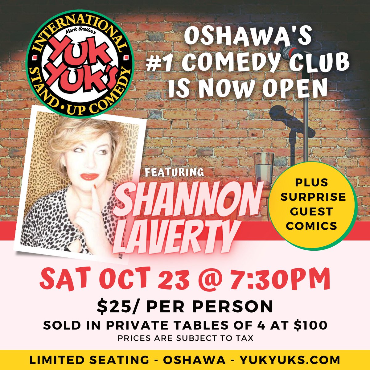 4-time Canadian Comedy Award nominee, Shannon Laverty is headlining THIS SATURDAY. Show will sell out. Buy your tickets now: yukyuks.com/Oshawa

3 Comics, 1 Show Ft. PATRICK HAYE &amp; PETER WHITE

#Oshawa #Durham #YukYuks