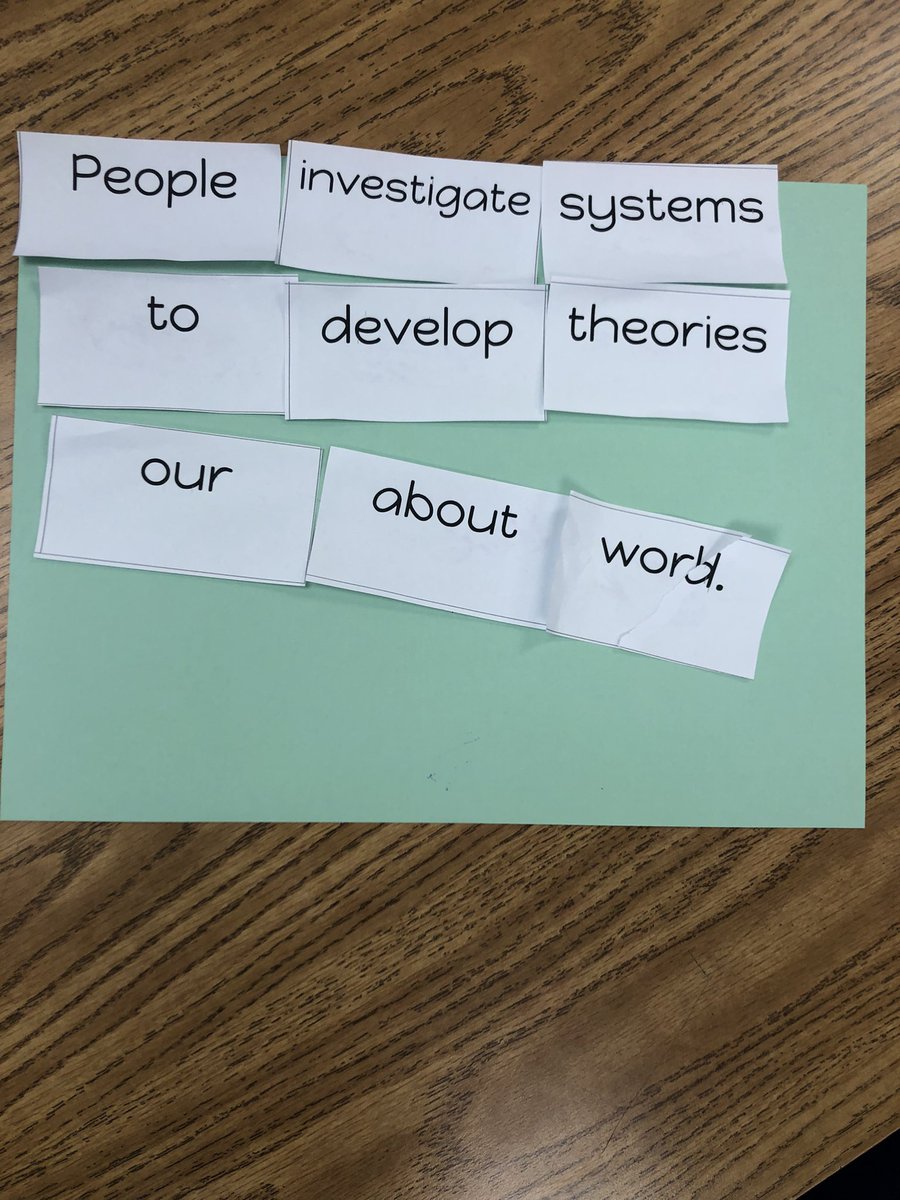 MarissaGoldman2's tweet photo. Ss discovered our new central idea today: People investigate systems to develop theories about our world. We first thought about the important vocabulary and then unscrambled the words to reveal the idea! #pyp https://t.co/EcglhnTPXs
