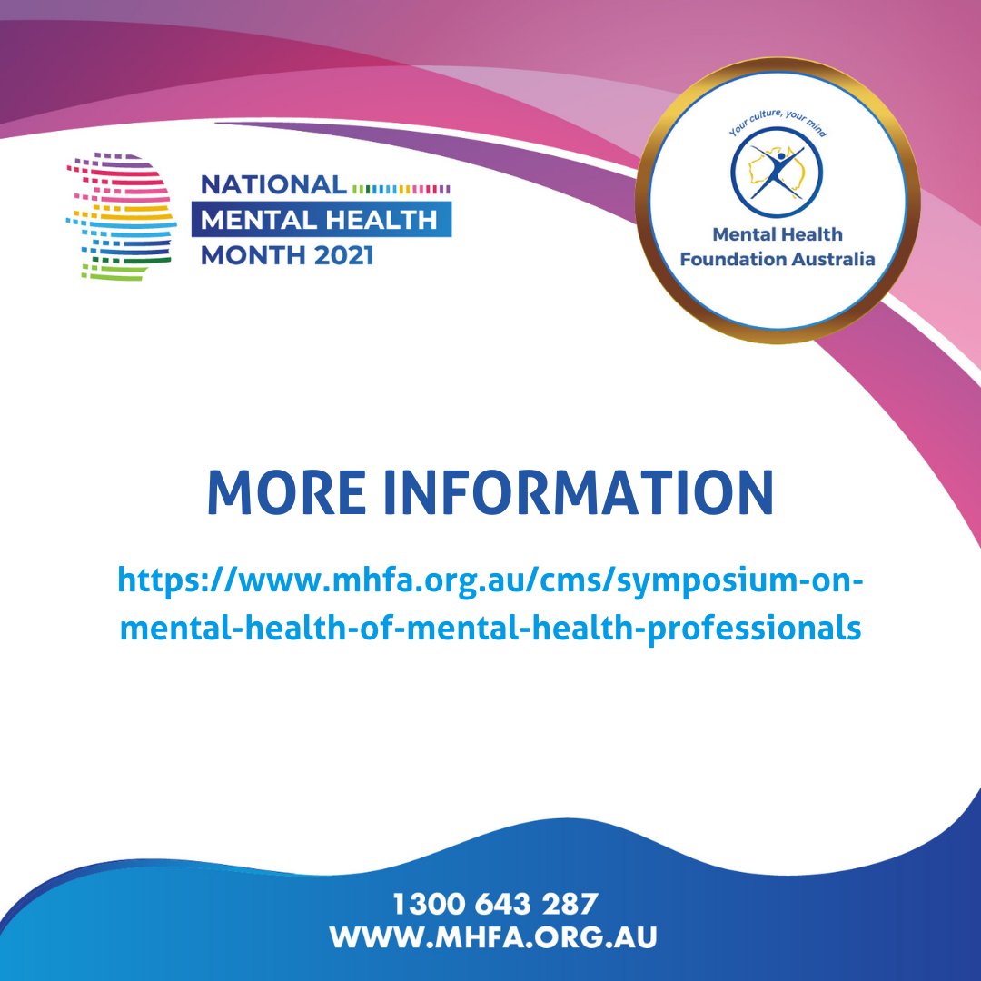 MHFAus's tweet photo. Join us to discuss the mental health of Australia’s mental health workforce.

Stream the event with us via Facebook live on Mental Health Foundation Australia – Western Australia’s page!

#mentalhealthofmentalhealthprofessionals #resilienceandrecovery #NMHM2021 https://t.co/JV2rkE45Fg