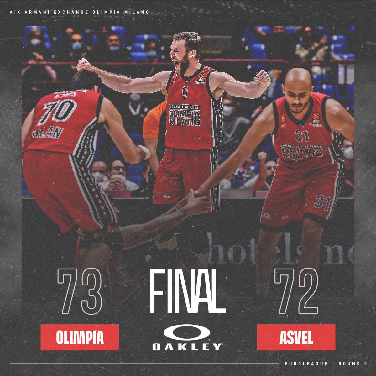 OlimpiaMI1936's tweet photo. Tutto il cuore dell'Olimpia in una grande rimonta sull'Asvel: da meno 16 al 73-72 βͺοΈπ΄β‘ https://t.co/kl2PaQQ5k3
π Shields 15, Melli 14, Delaney 12, Ricci 10, Hines 7, Datome 6, Rodriguez 4, Hall 3, Mitoglou 2
#insieme #EuroLeague #AXMASV #ForzaOlimpia
@EuroLeague https://t.co/sGGgEn261e