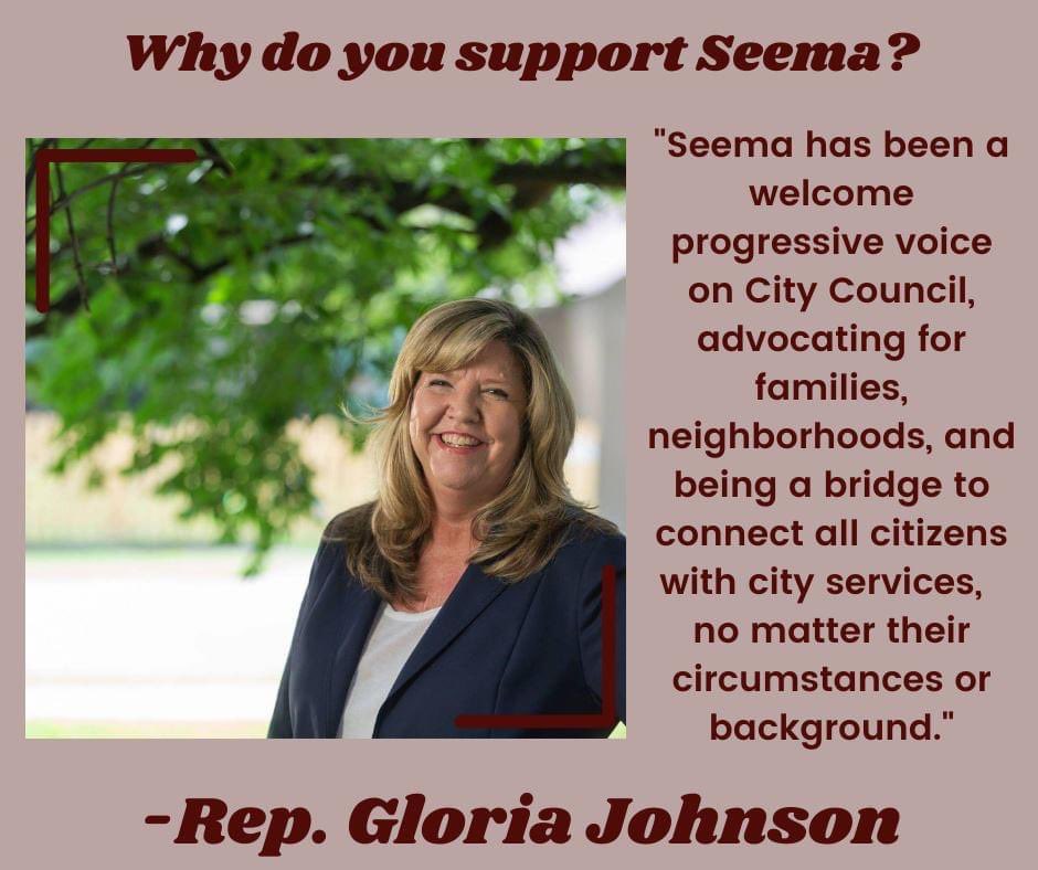 COMMUNITY ENDORSEMENT: From Gloria Johnson. 
Kicking off 1 week left of Early Voting with a big - or should I say tall - endorsement. Thank you, Gloria! I appreciate your support.