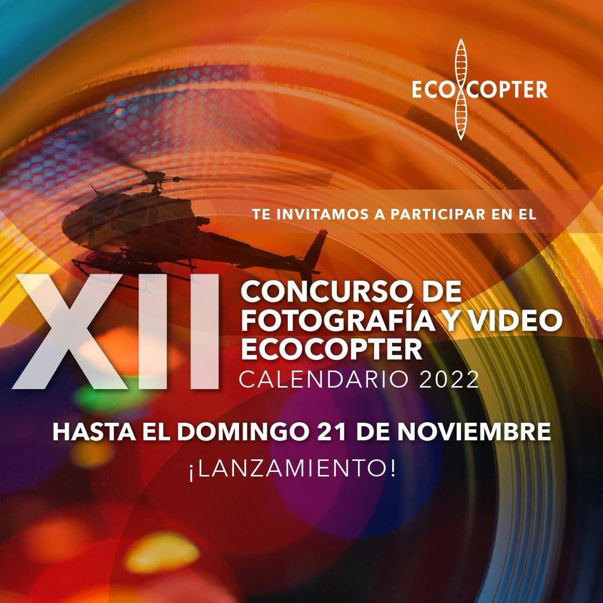 “XII CONCURSO DE FOTOGRAFÍA ECOCOPTER“ 

¡Buscamos las mejores fotografías y vídeos para nuestro calendario 2022! 
 
Los 3 primeros lugares recibirán premios ¡ATENTOS! ¿Cómo participar?  LEE AQUÍ 👇🏼
 
**Bases del concurso en enlaces de la biografía** bit.ly/3AVqWX3