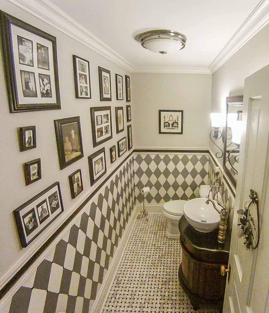 Do you love the vintage aesthetic in this Victorian home?⁠ This is NOT a black and white photo! The color palette and classic pattern in this bathroom are simple but so dramatic. ⁠
⁠#1212Architects #EveryDesignTellsAStory #LetUsTellYourStory #VintageBathroom #BlackandWhiteTile