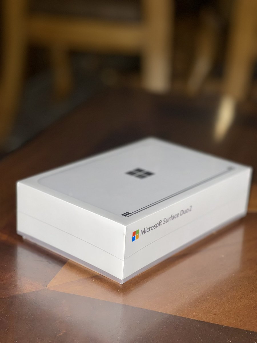 PhotoSavant's tweet photo. I’m too excited to open it, maybe next year 😌 #surfaceduo2 #thatglow #surface #Microsoft https://t.co/vU8wntplMI