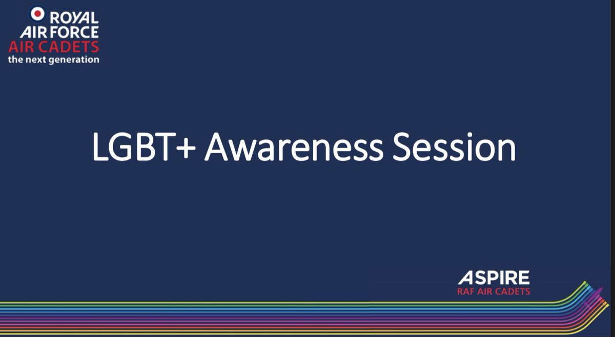Thank you to <a href="/1175_sqn/">1175 (Prenton) Sqn</a> in <a href="/MerseysideWing/">Merseyside Wing</a> for the invite to deliver the @RAFAC_Aspire LGBT+ Session this evening.  Really engaging group of cadets and volunteers for my first face to face delivery session.