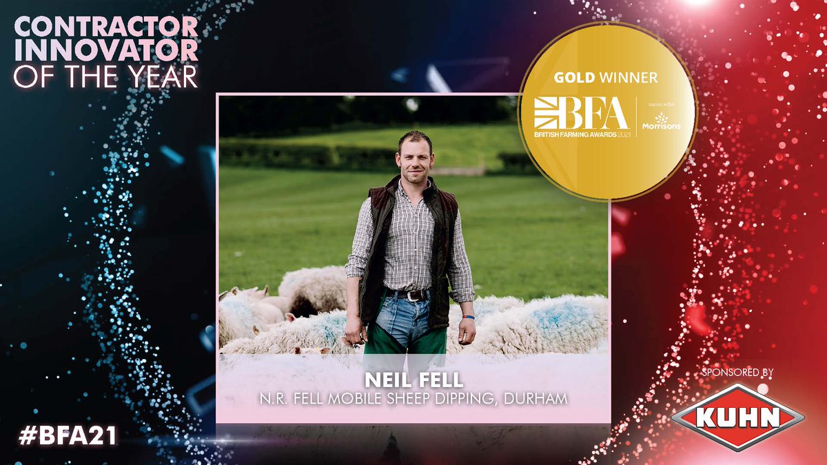 2021 Contractor Innovator of the Year goes to Neil Fell, N.R. Fell Mobile Sheep Dipping, Durham – huge congratulations! 

#BFA21 #Farm365 #Backbritishfarming #PeopleinFarming @morrisons <a href="/KUHN_UK/">KUHN Farm Machinery</a> @thesheepdipperman @synergyfarmvets <a href="/FarmersGuardian/">Farmers Guardian</a>