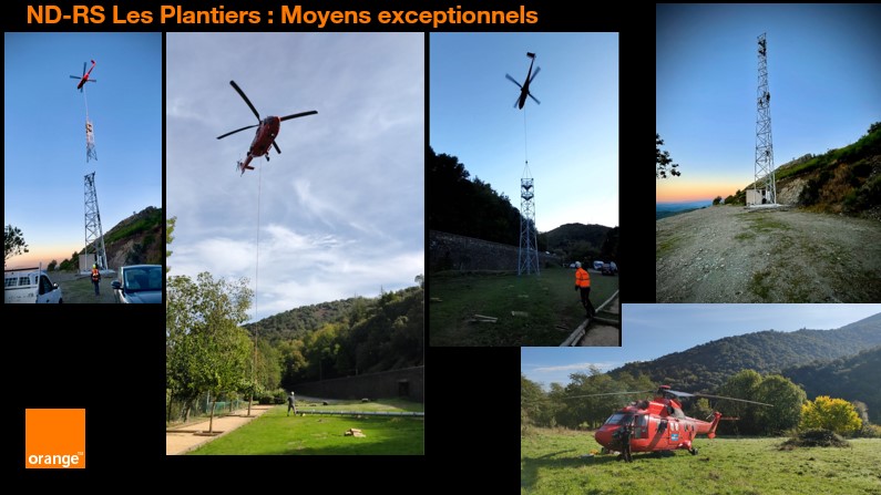 3 pylônes héliportés en 1 journée dans la commune Les Plantiers (30) avec notre partenaire SPIE Sud-Ouest.
Objectif : mise en service de la 3G et 4G de 3 relais mobiles New Deal d'ici fin 2021.