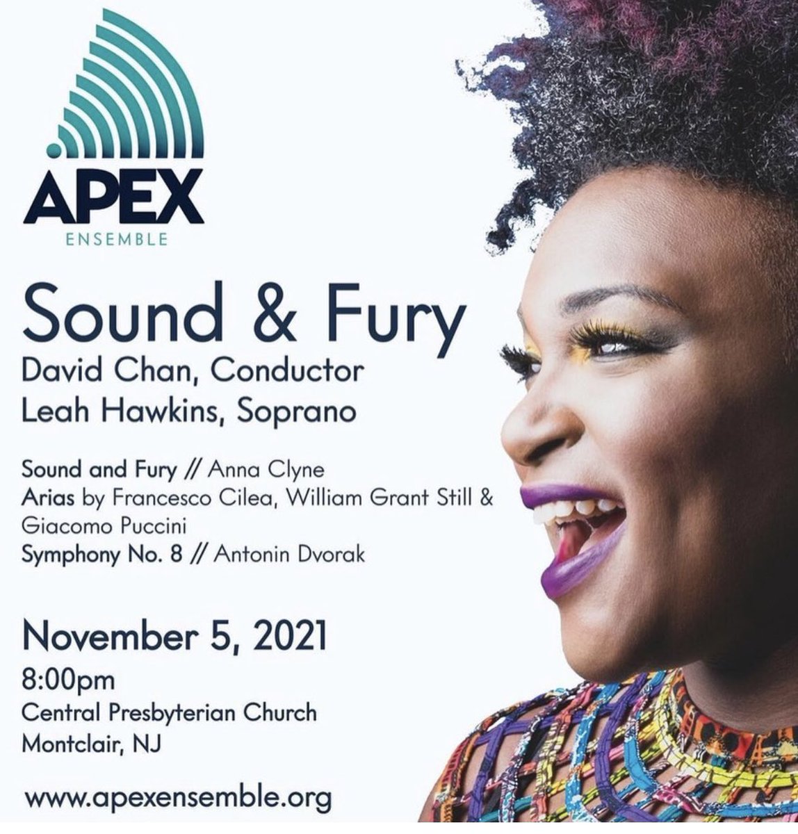 Music is back with Sound &amp; Fury in #Montclair on 11/5! Info and tix at apexensemble.org/events