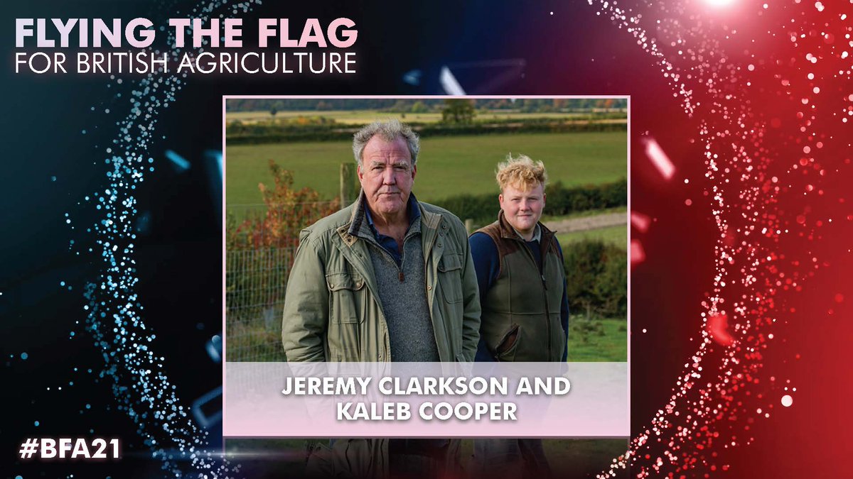 FarmingAwards's tweet photo. New Flying The Flag For British Agriculture Award goes to Jeremy Clarkson &amp; Kaleb Cooper – huge congratulations!
#BFA21 #BackBritishFarming #BritishAgriculture @JeremyClarkson @Morrisons  @FarmersGuardian https://t.co/mzytBj6DUQ