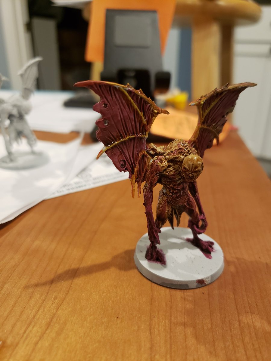 Badecisiongamer's tweet photo. Recently painted not based byakhee #CMONGames #Deathmaydie https://t.co/5mrDB2yMab