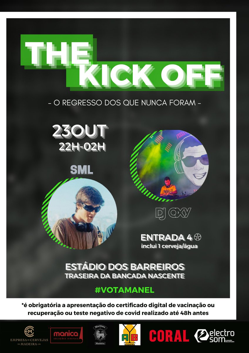 Apresentamo-vos o cartaz oficial “The kick off” !! Sábado todos os caminhos vão dar aos Barreiros !! Preparem-se 😎

#votamanel