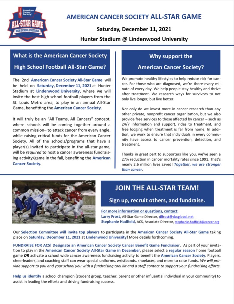 LukeVandaveer's tweet photo. Absolutely beyond thankful to be selected by @acs_missouri to represent @NWLIONSFOOTBALL in the American Cancer Society All Star Game. I am so honored to compete with other great athletes in an effort to beat cancer. https://t.co/bufxfSX6uN