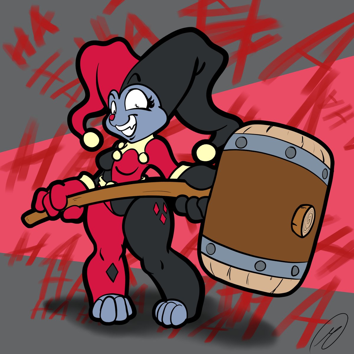 Madjick3's tweet photo. I decided to finish an old sketch I did a while ago. I was somehow in the mood for a Harley Qinn pic. Hope you like it.
Have a great day everyone!
#HarleyQuinn  #Batman  #Joker  #dc #fanart  #furry  #jester #harlekin #laughing #hammer https://t.co/NvRxKLR13Z