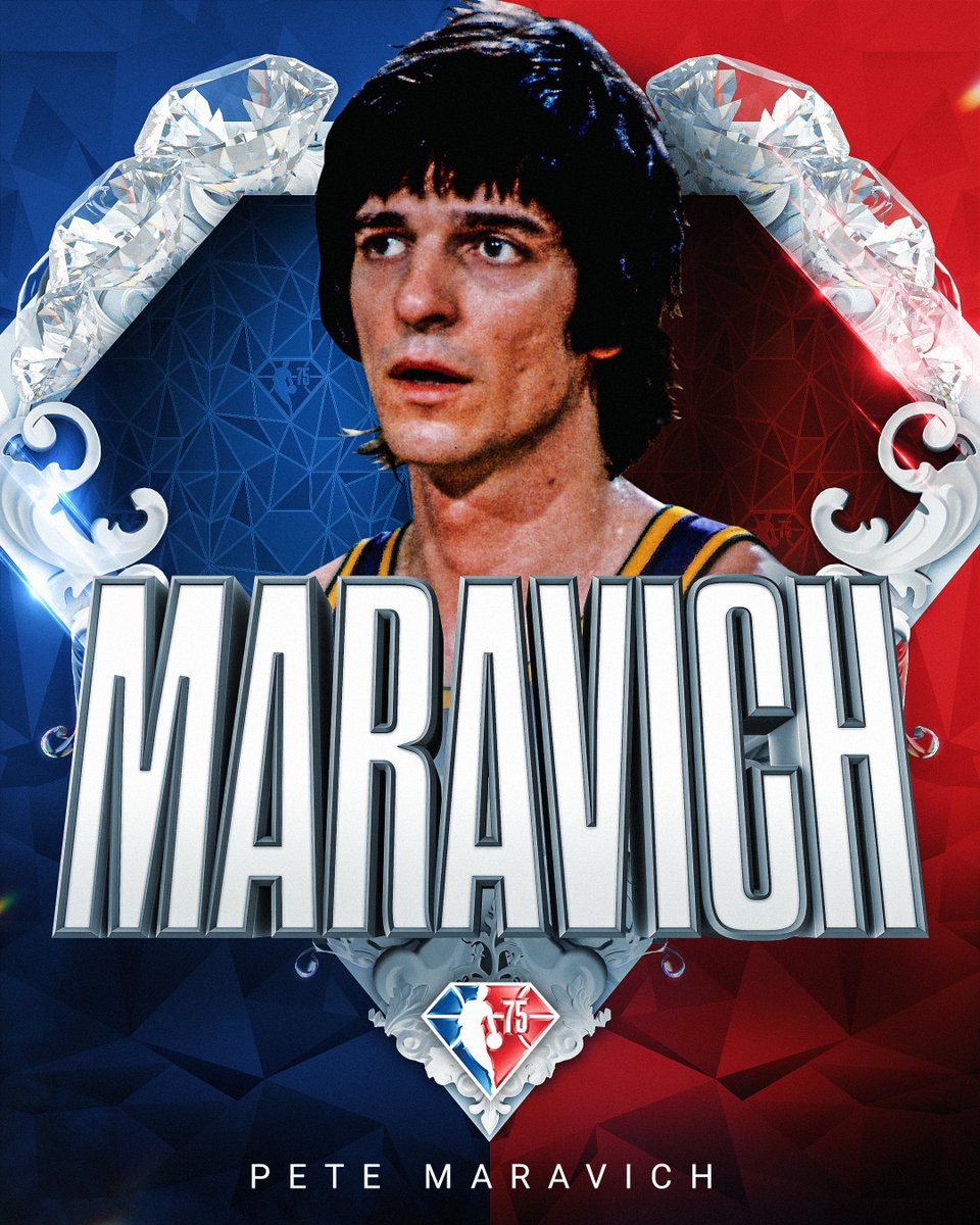 NBA's tweet photo. Selected to the NBA's 75th Anniversary Team... Pete Maravich! #NBA75 https://t.co/Y4TfWRZXaZ