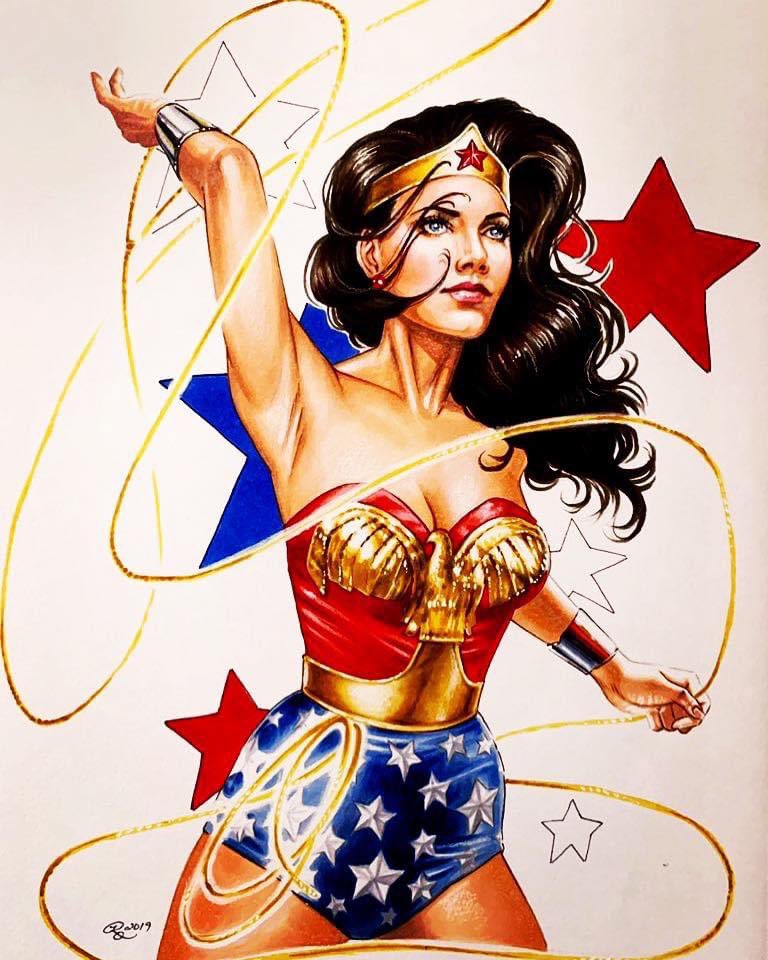 RhiannonDrewIt's tweet photo. Happy 80th Anniversay, Wonder Woman. A fan since I first saw @RealLyndaCarter on TV. Still a fan with @GalGadot in the movies. ( art by myself ) Thank you, Mr Marston, HG Peter, and every creator since who left their mark on your legacy. 

#WonderWoman80 #WonderWoman https://t.co/auDTljbkDf
