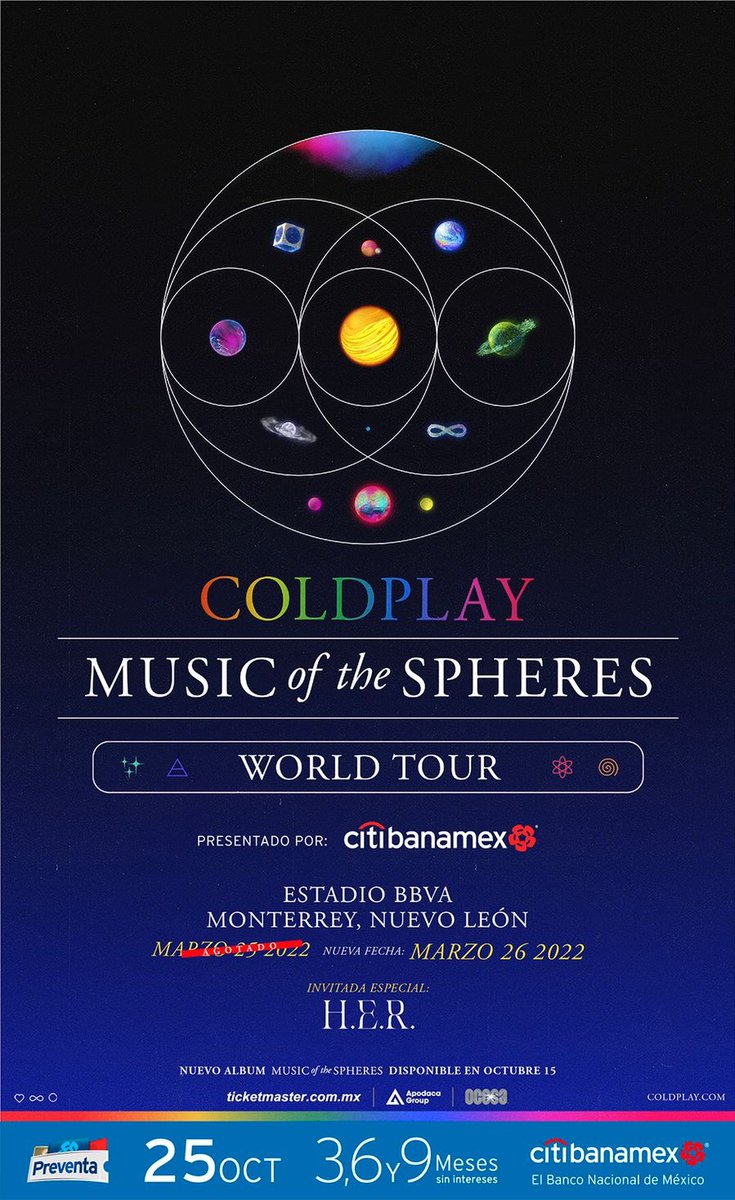 coldplay's tweet image. 🚨 EXTRA DATES added
🇨🇷 San Jose, Costa Rica – March 19, 2022
🇲🇽 Monterrey, Mexico – March 26, 2022
coldplay.com/tour/
#MusicOfTheSpheresWorldTour