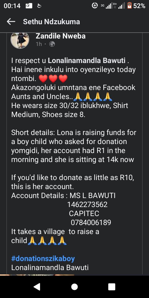 BNdzukuma's tweet photo. Siyaqhuba phaa kuFacebook ❤❤#Donationsforuboy https://t.co/s2YvxynOex