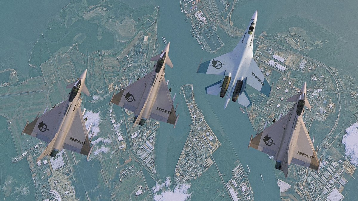 snrcaronn's tweet photo. "Good thing Rena's Flying a Flanker, eh?"

Here's a #render of the UPEO squadron, inspired from the first mission in #acecombat 3 

Made in #blender 
#su37 #fighterjet https://t.co/MUKDIJxg8s