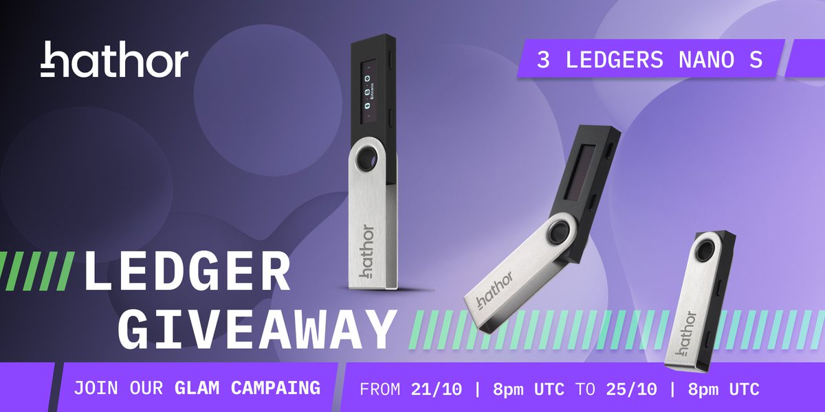 Hathor Network x <a href="/Ledger/">Ledger</a> Giveaway!

To celebrate our integration with the world's leading hardware wallet, we have 3 exclusive Hathor branded Ledger Nano S up for grabs! 🎁

⏳ Ends Monday 25/10 8 PM UTC

Enter below!👇
bit.ly/30Q0SjV

#BlockchainMadeEasy
#Ledger $HTR