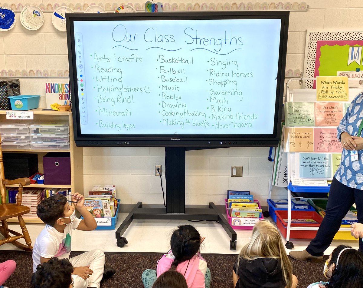 MsMiller2nd's tweet photo. Today for SEL students shared their strengths! We have been learning how to have a growth mindset and that we all have different strengths! This is such a talented class 💙 @GoshenPostES https://t.co/U3fKA3BBFM