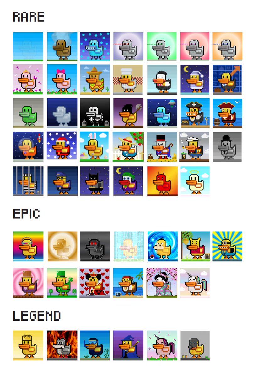 CyberDucksNFT's tweet photo. Current situation:
113/114 sold (except #1)
60 common
34 rare
13 epic
6 legend
#QuackTeam #nftcommunity #nfts https://t.co/b63mM2VOsa
