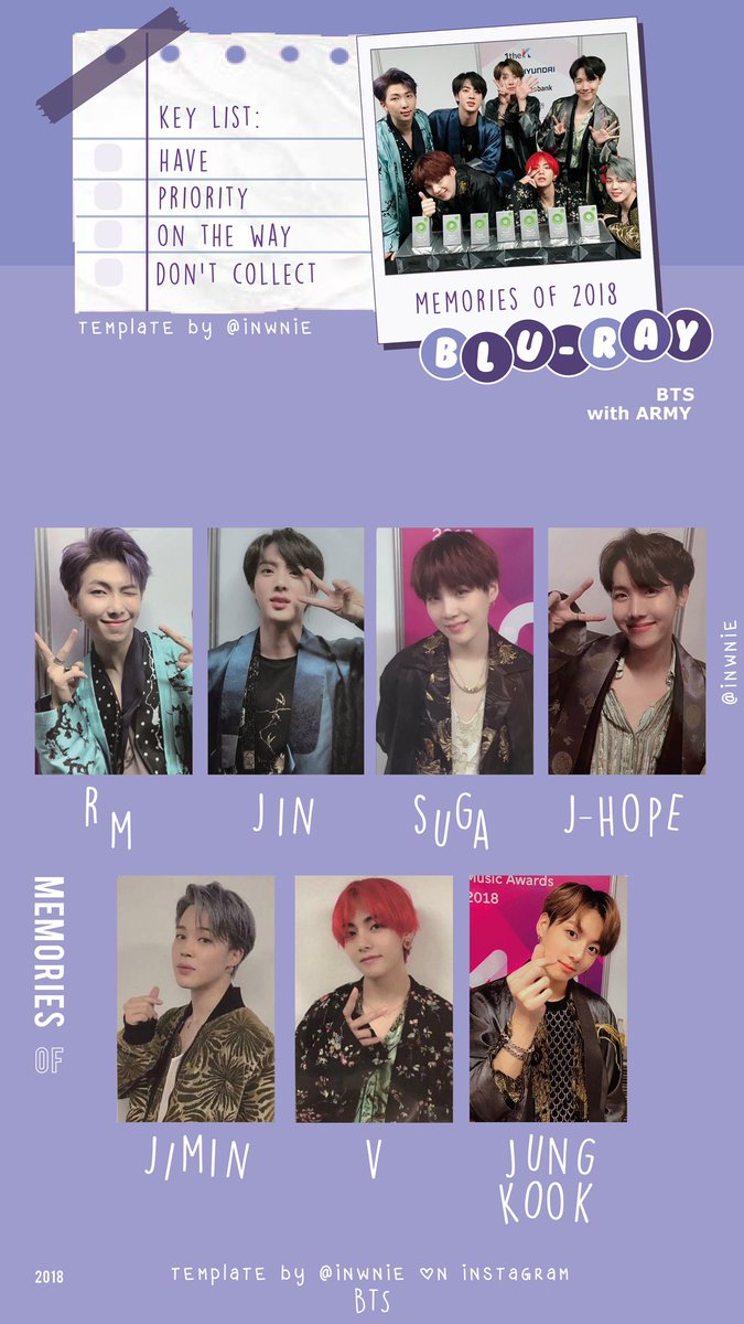 bts memories of 2018 photocard templates (: feel free to use or