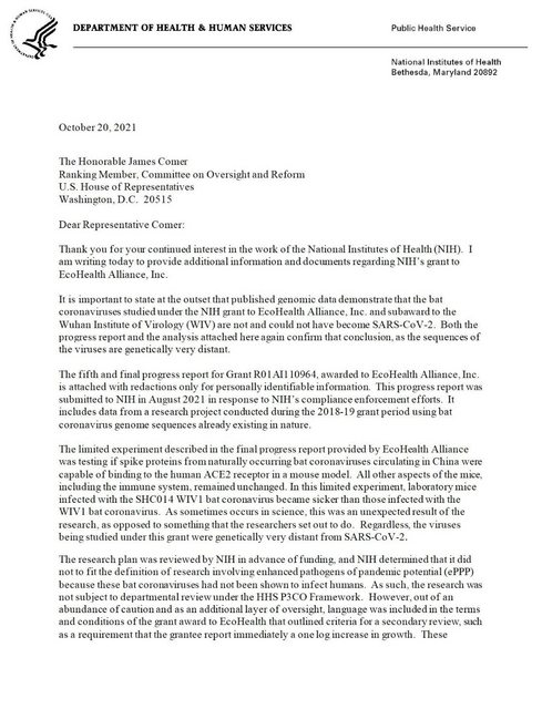 Tanfox13's tweet photo. Once again, The 'Conspiracy Theorists' were right...

National Institute of Health admits it funded gain of function research with tax payer dollars. https://t.co/LN6U1KNKS4 https://t.co/KMJn1UKAud